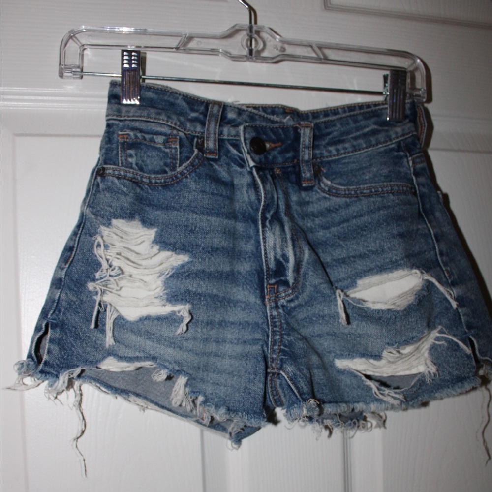 American Eagle Outfitters Distressed Blue Denim Cutoff Shorts